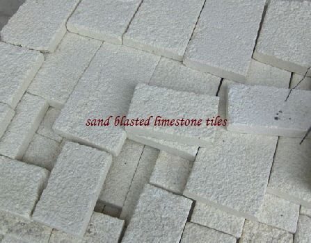 Sand Blasted white limestone tiles