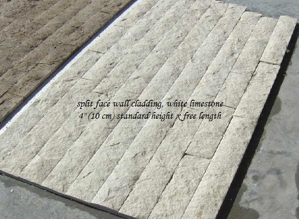 split face wall cladding, white limestone