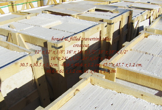 honed & filled travertine tiles