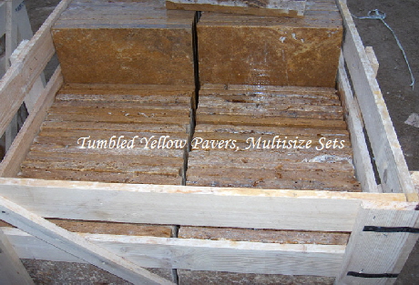 TUMBLED YELLOW TRAVERTINE PAVERS