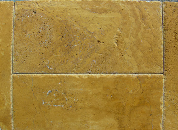 patinated and chiselled edge yellow travertine multisize sets