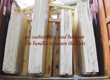 loading travertine slabs with air cushions