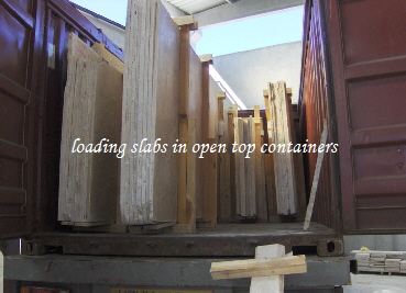 loading slabs in open top containers