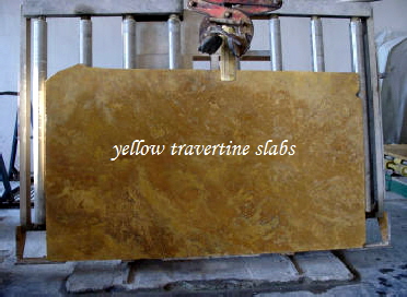 yellow travertine slabs