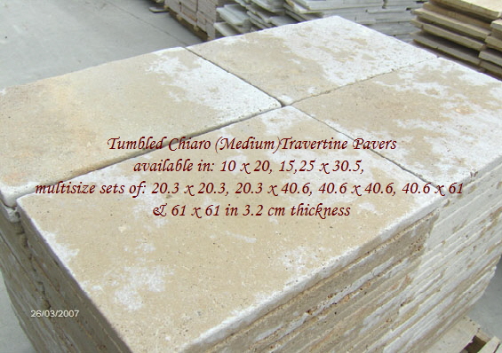 TUMBLED CHIARO TRAVERTINE PAVERS