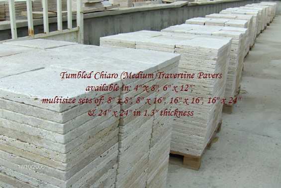 TUMBLED CHIARO TRAVERTINE PAVERS