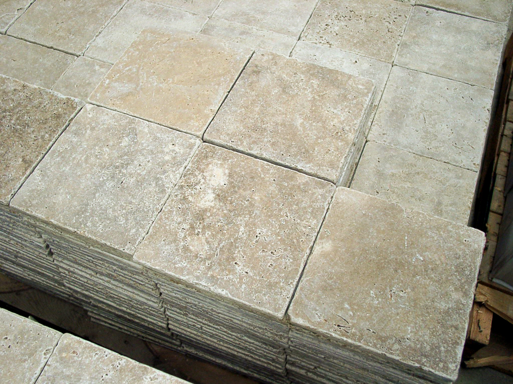 12" x 12" tumbled travertine