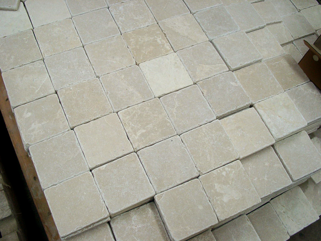 4" x 4" tumbled travertine